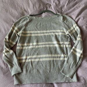 Banana Republic Green and Cream Striped Sweater